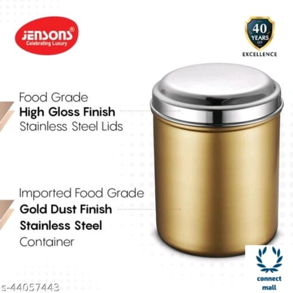 Amazing Jars & Containers - LXHXW: 13.5X 16.5 X13.5 cm, GOLDDUST With Mirror Polish S.Steel Lid, Stainless Steel, Pack of 4